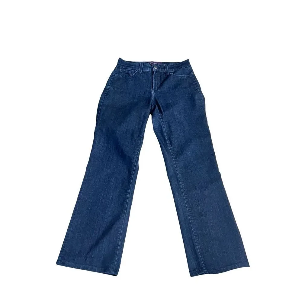 Not Your Daughters Jeans Women's Zip Fly Straight Led Denim Jeans Dark Wash Sz 2